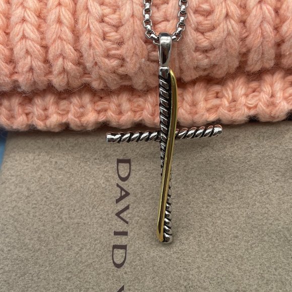 David Yurman Crossover Cross Necklace in Sterling Silver